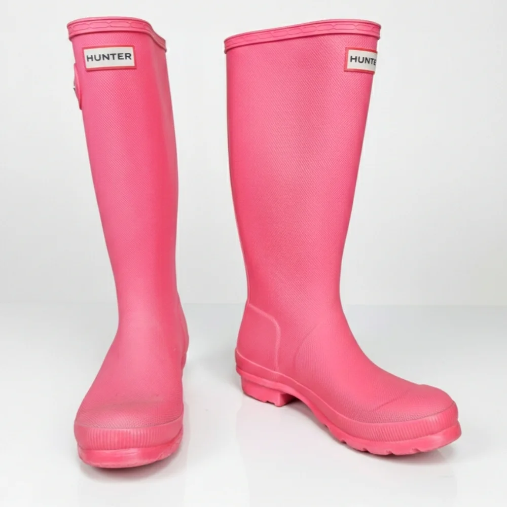 Hunter EU 36 US 4/5 Boots Pink Rubber Rainboots Winter Waterproof Reinforced
